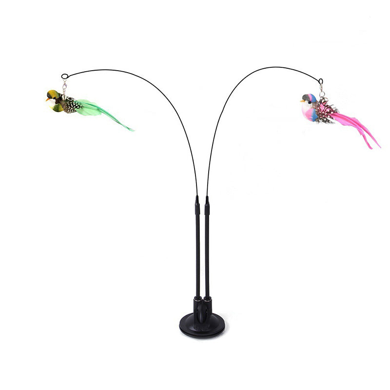 Interactive Cat Teaser Toy with Bird – Suction Cup Base Toy for Indoor Cats