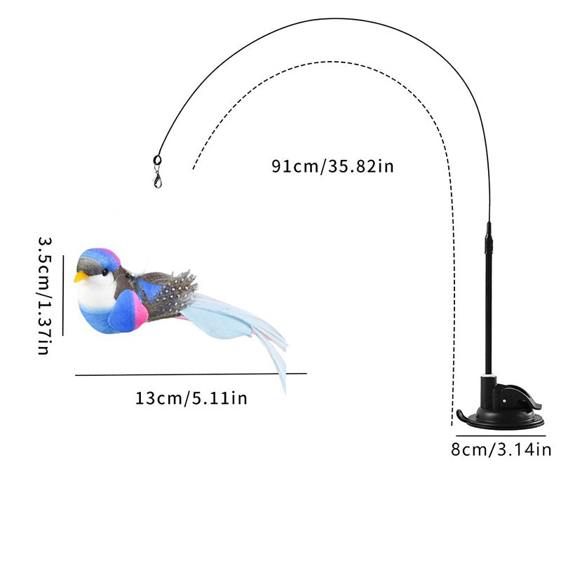 Interactive Cat Teaser Toy with Bird – Suction Cup Base Toy for Indoor Cats
