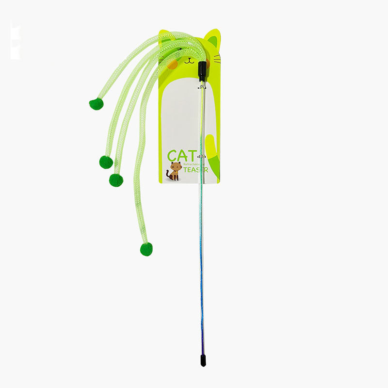 Interactive Cat Teaser Toy with Elastic Net and Bell – Feather Cat Toy for Indoor Cats