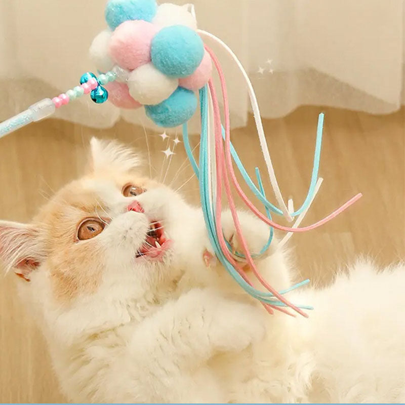 Cat Feather Teaser Toy with Bell – Interactive Cat Toy Set for Indoor Cats