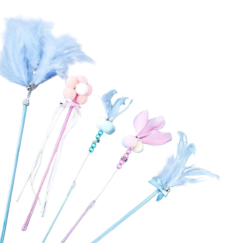 Cat Feather Teaser Toy with Bell – Interactive Cat Toy Set for Indoor Cats