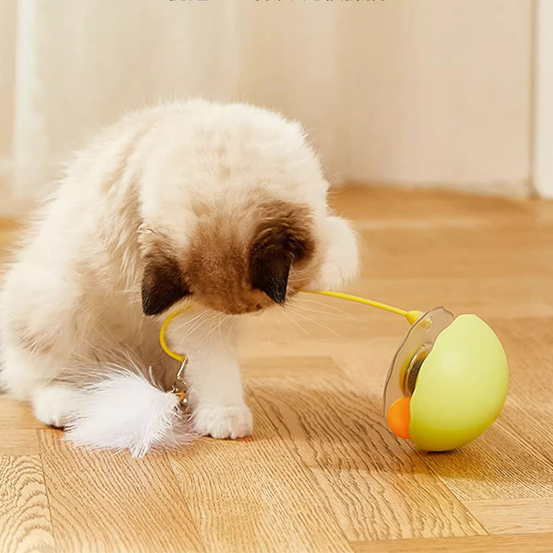 Interactive Cat Tumbler Toy with Feather and Bell – Self-Play Cat Toy with Balls and Catnip