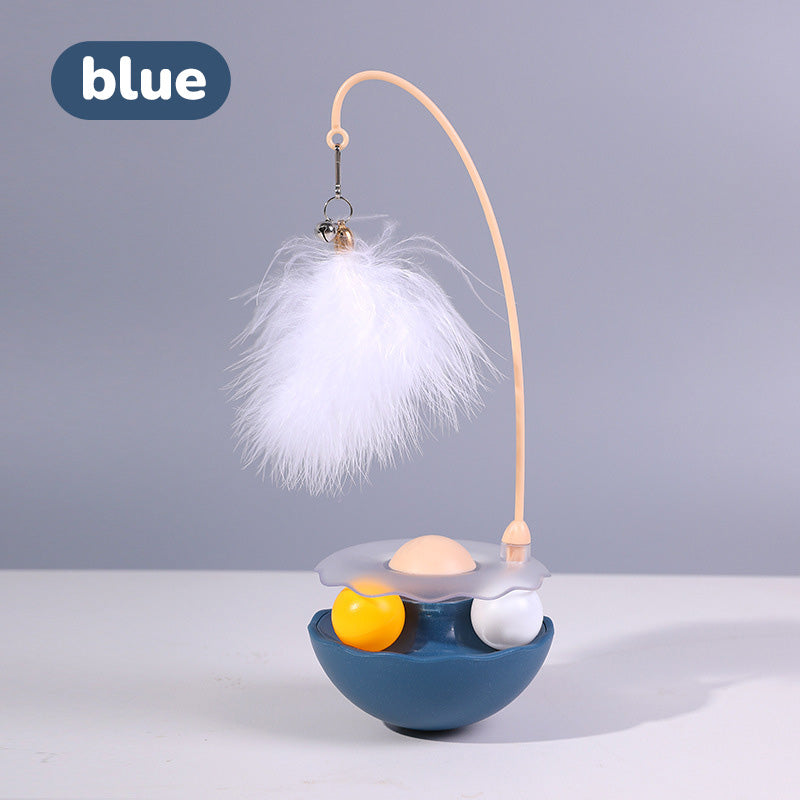 Interactive Cat Tumbler Toy with Feather and Bell – Self-Play Cat Toy with Balls and Catnip