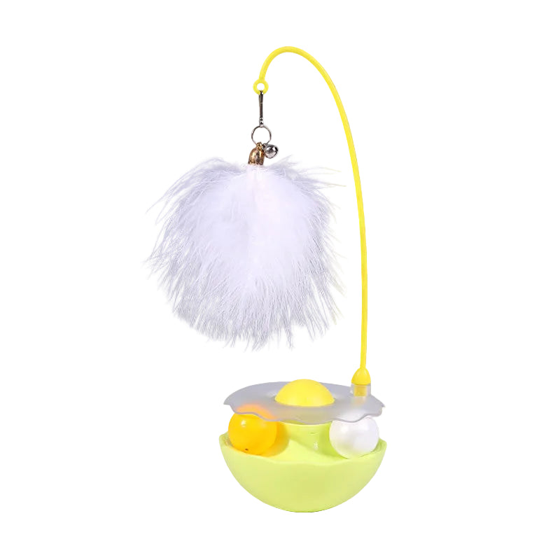 Interactive Cat Tumbler Toy with Feather and Bell – Self-Play Cat Toy with Balls and Catnip