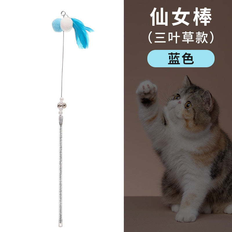 Cat Feather Teaser Toy with Bell – Interactive Cat Toy Set for Indoor Cats