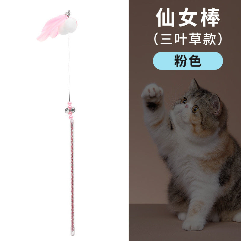 Cat Feather Teaser Toy with Bell – Interactive Cat Toy Set for Indoor Cats